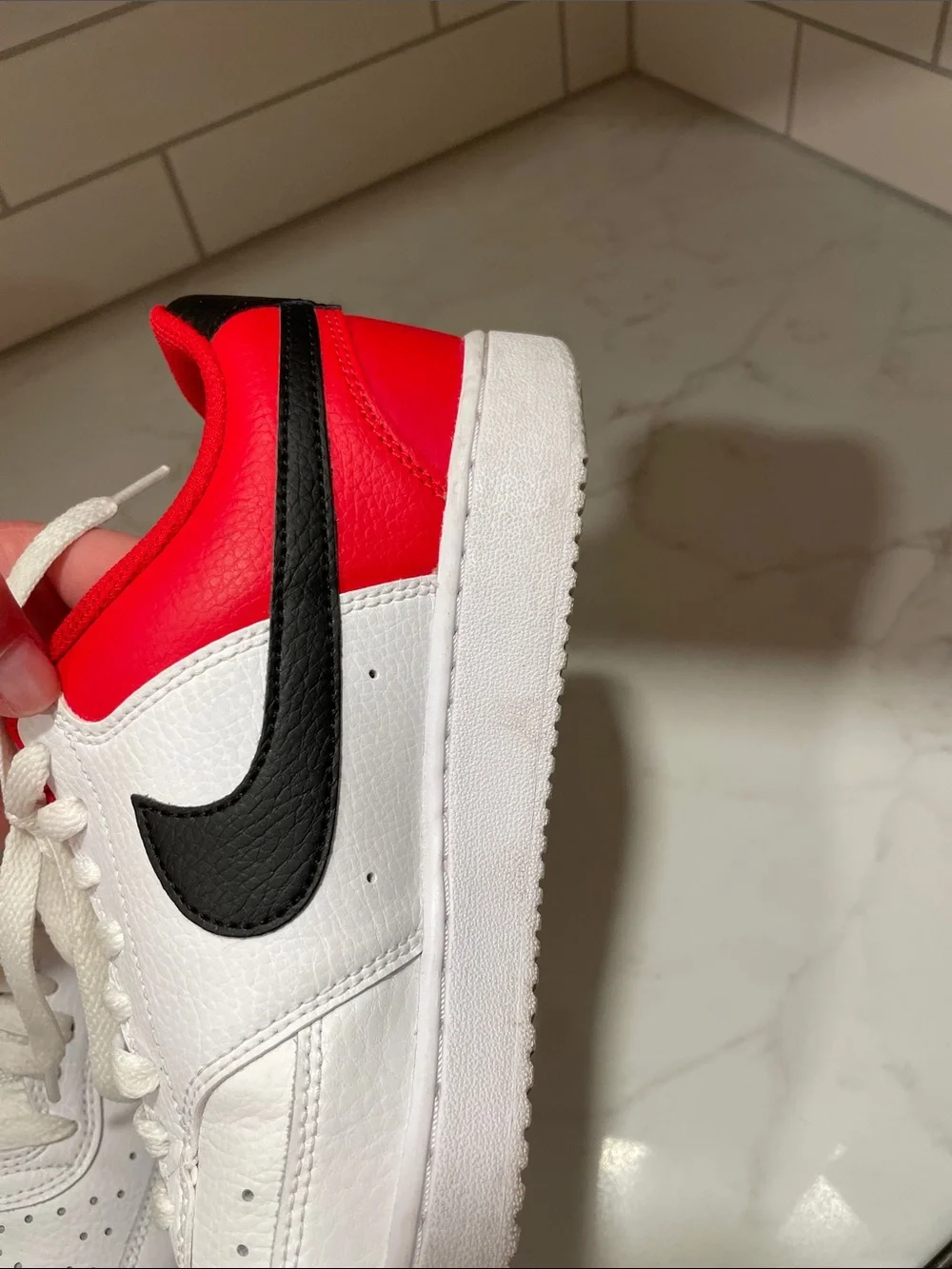 Nike court vision low top White Sneakers with Black and red